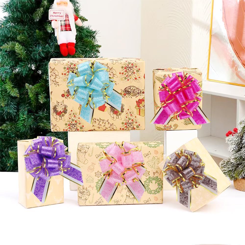 12 PCS 6 inches Large Pull Bows, Bow for Gift Wrapping,Party Birthday Gift Wedding Ribbon Bows for Wrapping Boxes or Flower Decorations, Valentine&#x27;s Day Gift Decorations (Multi Color)