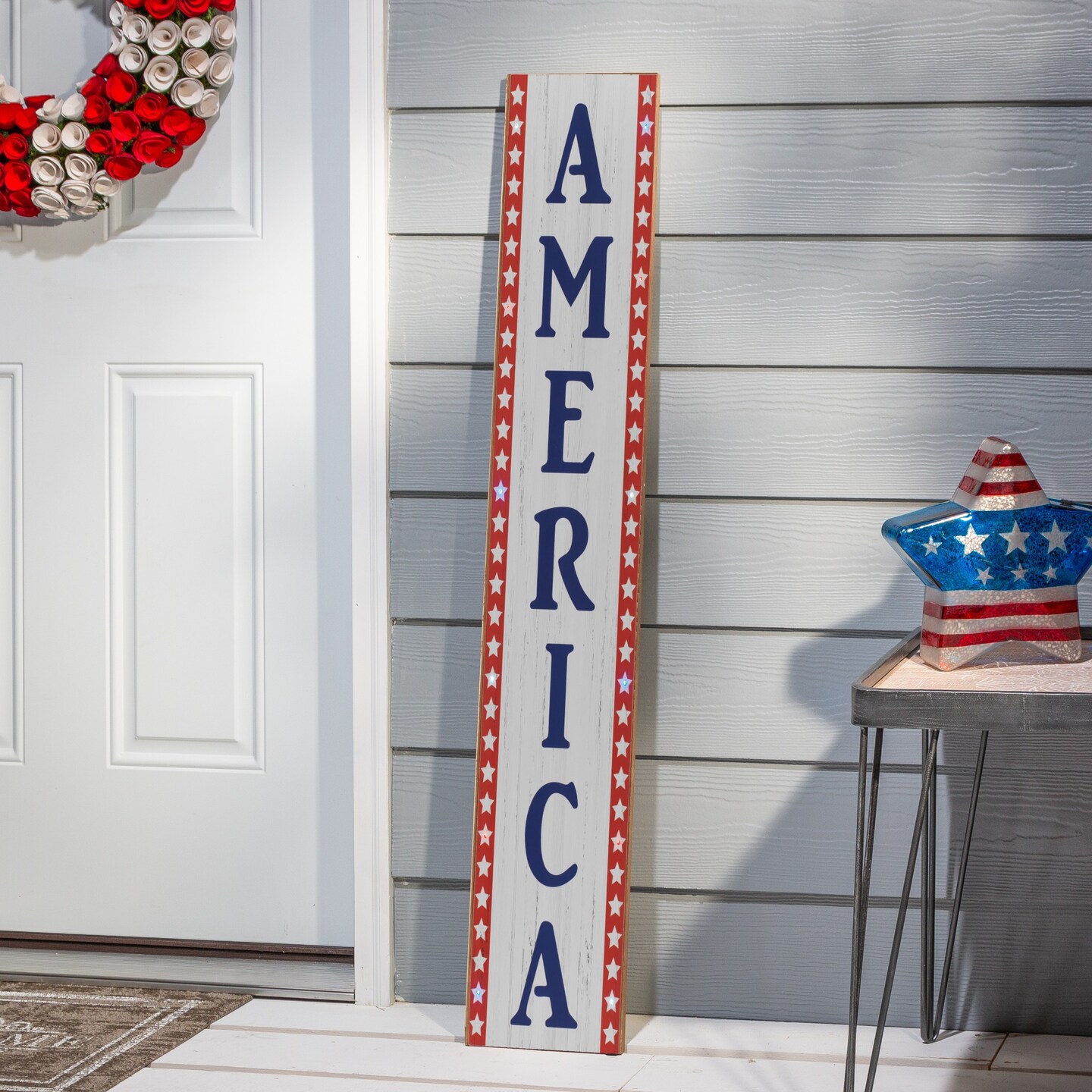 Contemporary Home Living LED Lighted Patriotic Porch Signs - 47.25&#x22; - Set of 2