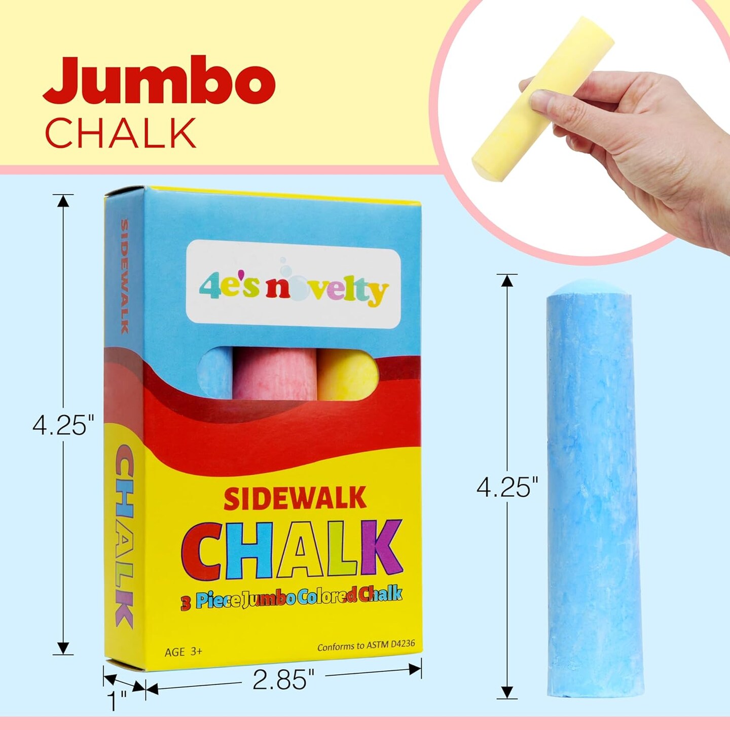 4E&#x2019;s Novelty 3 Boxes Jumbo Sidewalk Chalk - Sidewalk Chalk Party Favors