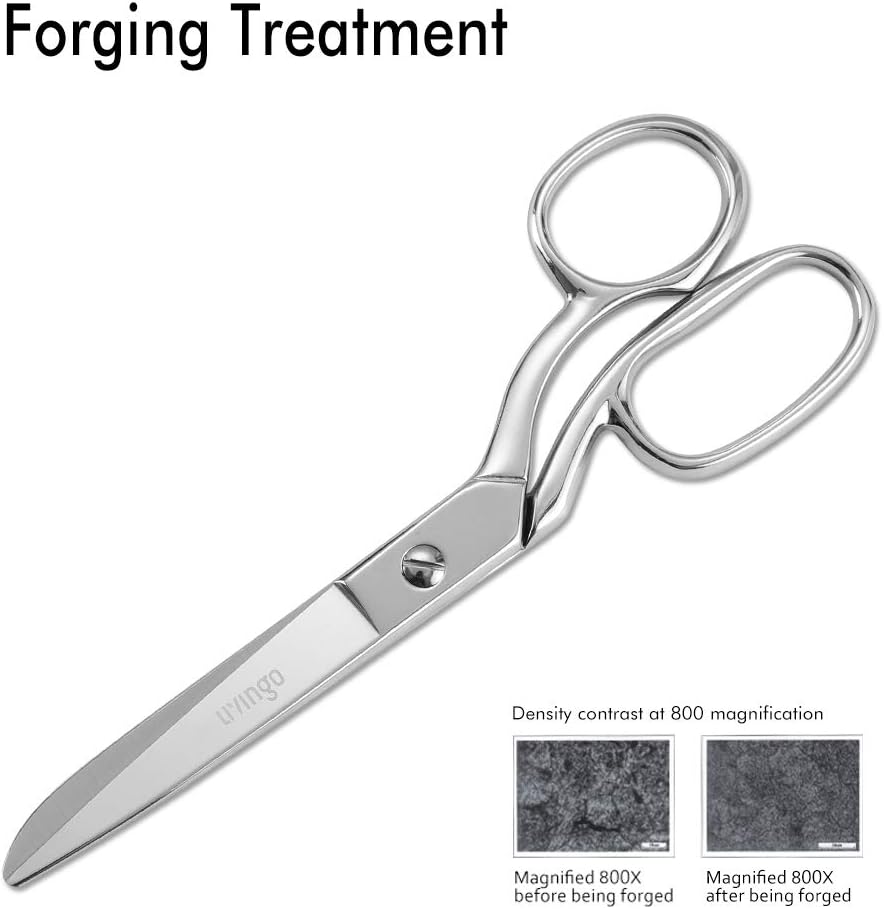 8&#x22; Professional Heavy Duty Tailor Fabric Scissors, Dressmaker Sewing Classic Stainless Steel Ultra Sharp Forged Shears, Bent