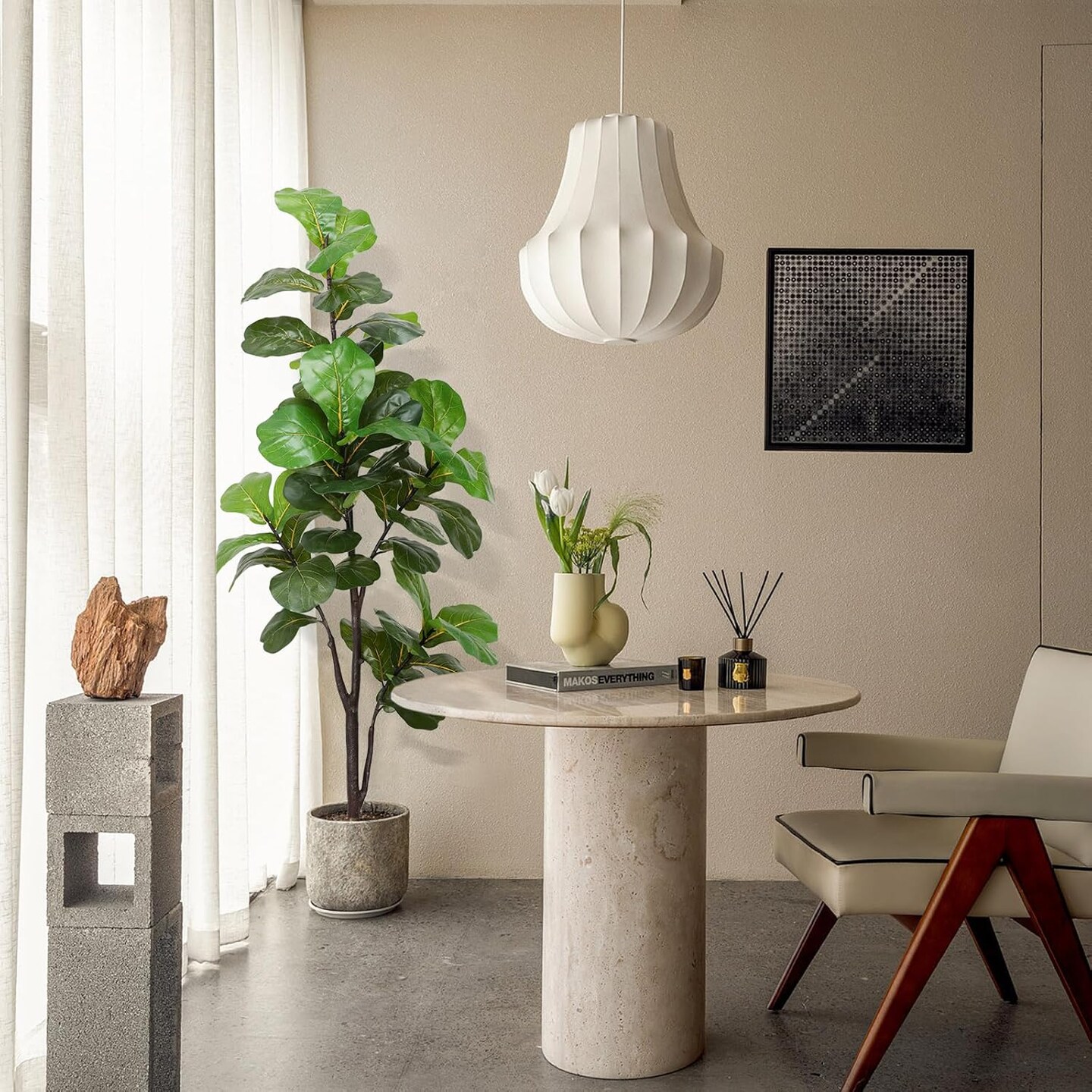 6ft Artificial Fiddle Leaf Fig Tree – Faux Ficus with Pot for Indoor/Outdoor Home & Office Decor