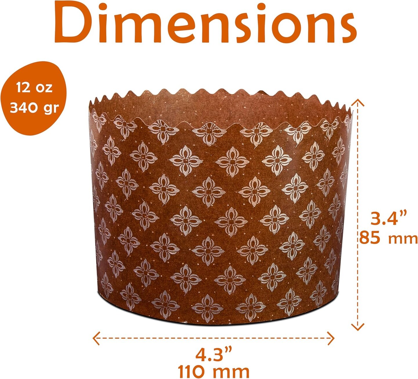 12oz Panettone Paper Baking |Molds - 12pcs, H 3.14x4.33″ W (8cm x11cm) Kulich Mold - Round Panettone Paper Baking Molds - Pans Paper Panettone - Easter Bread Paper Baking Form