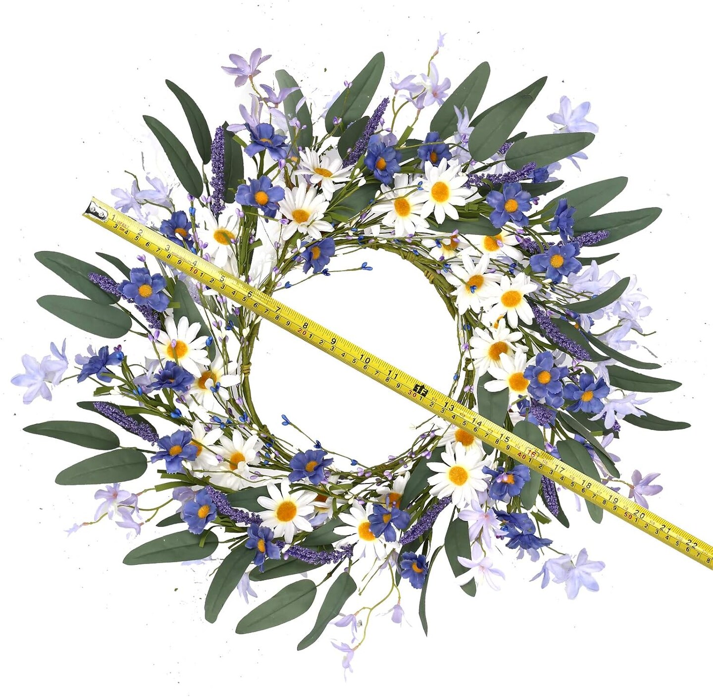 Spring Wreaths for Front Door Violet Blue and White Daisy