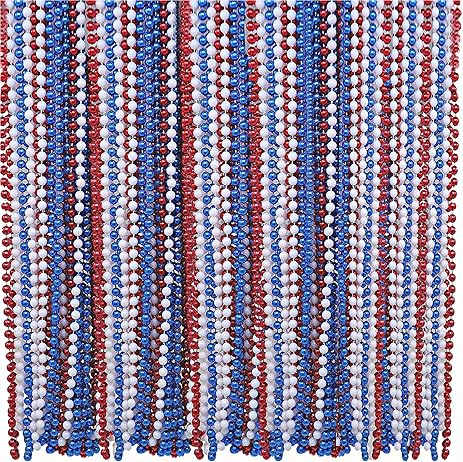 4E&#x27;s Novelty 72 PackNecklace Necklace&#x2013; Red White and Blue Necklace for 4th of July Accessories