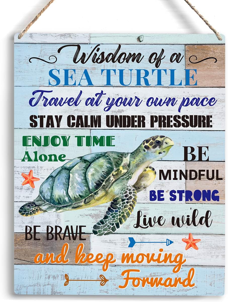 Sea Turtle Wooden Wall Sign 10x8” – Inspirational Home & Office Decor