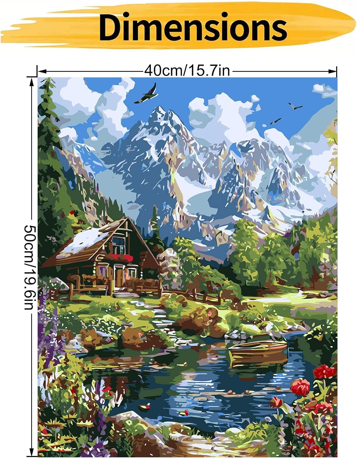 Landscape Paint by Numbers Kit for Adults On Canvas,DIY Easy Adult Paint by Number Kits Forest Log Cabin,Paint by Color Eagle Acrylic Paint Painting Home Wall Decor 16x20inch (Without Frame)