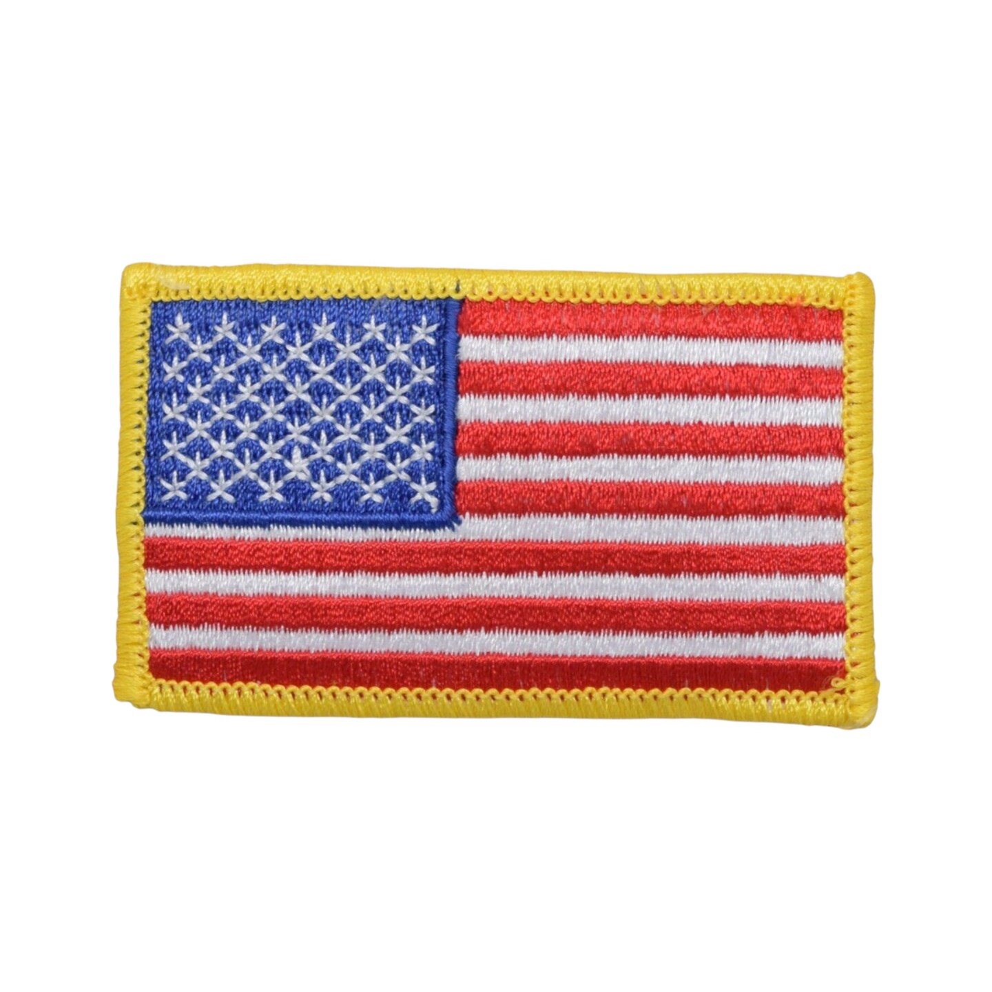 US Flag, Yellow Border, American, Embroidered, Iron on Patch