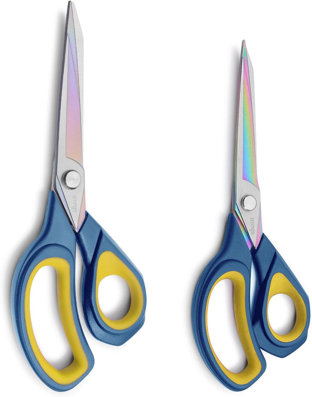 2 Pack Sharp Fabric Scissors - Heavy Duty Scissors All Purpose, Titanium Coated Forged Sewing Shears for Tailor Dressmaking Crafting Cutting Clothes Leather, 8.5&#x22; &#x26; 9.5&#x22;, Blue &#x26; Yellow
