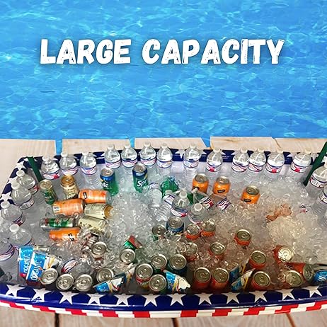 4E&#x27;s Novelty Patriotic Inflatable Serving Bar &#x2013; 4th of July Ice Tray for Food Buffet Table Cooler