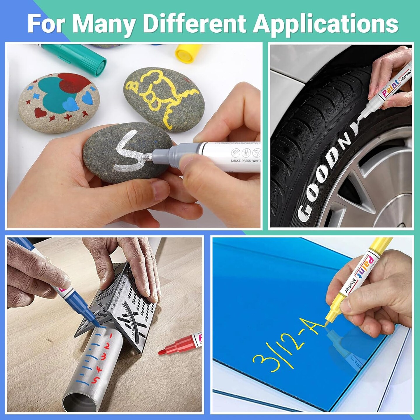 Oil Based Paint Markers, 8 Colors Dual Tip Permanent Paint Pens Paint Markers(0.7mm &#x26; 3mm), Waterproof Paint Pen for Rock Painting, Metal Wood Glass Stone Canvas Mugs Fabric Plastic