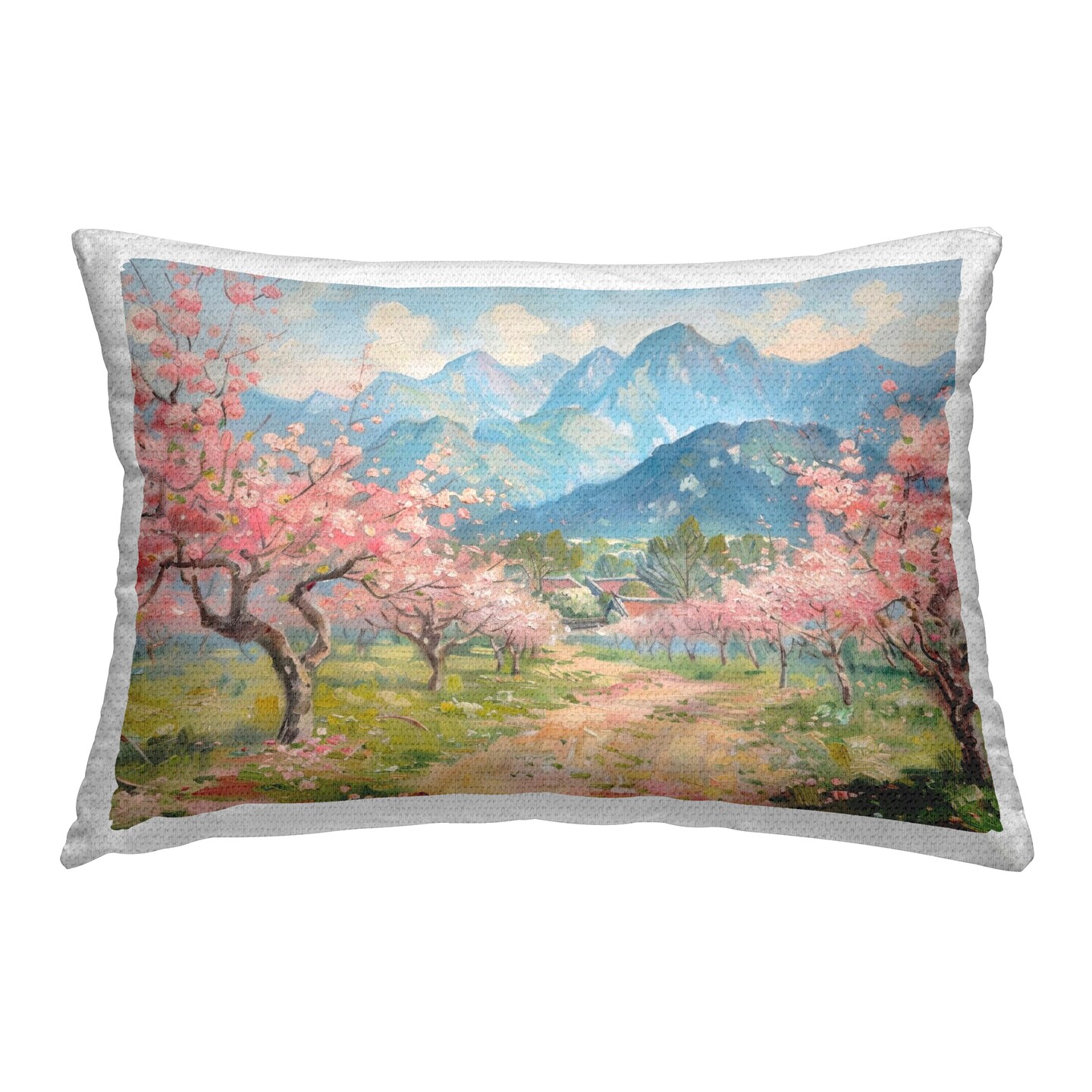 Stupell Industries Cherry Blossom Mountains Outdoor Printed Throw Pillow Design by LSR Design Studio, 14 x 7 x 20