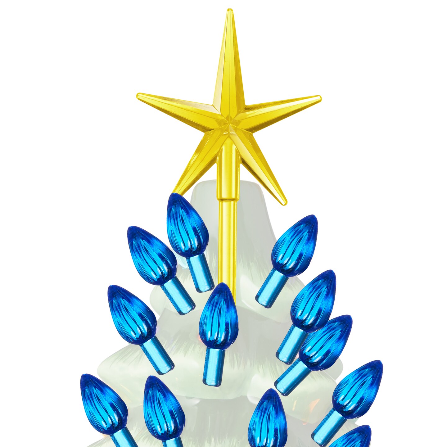 Casafield Ceramic Christmas Tree Replacement Lights - 108 Blue Bulbs and 3 Star Toppers