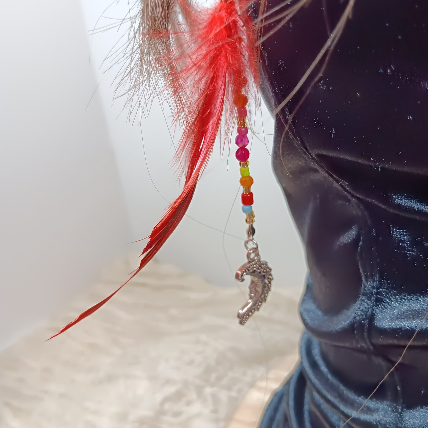 Cascades of Beads Boho Style Hairpiece Extension Hair Jewelry with Moon  Charm and Feather