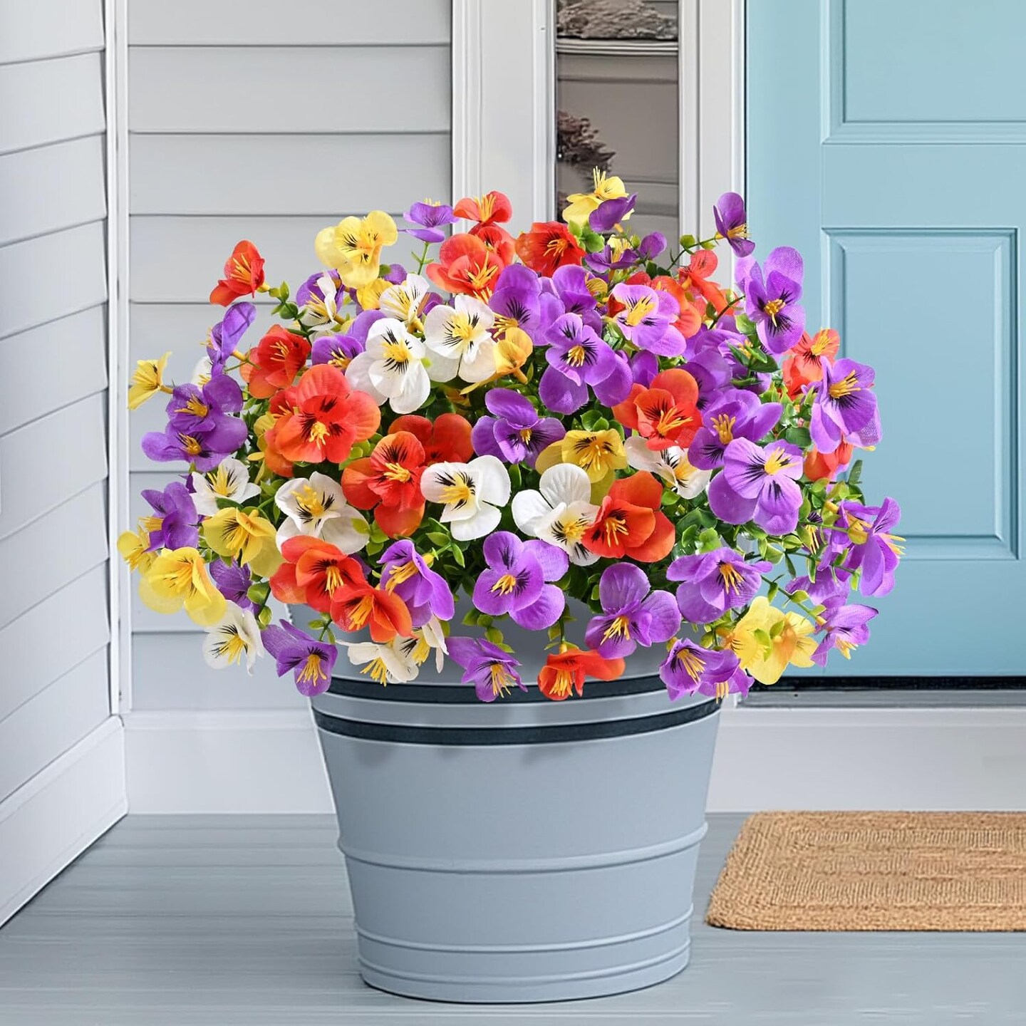 8 Bundles Look Real Artificial Flowers for Outdoors, UV Resistant Fake Outdoor Flowers Outdoor Artificial Flowers