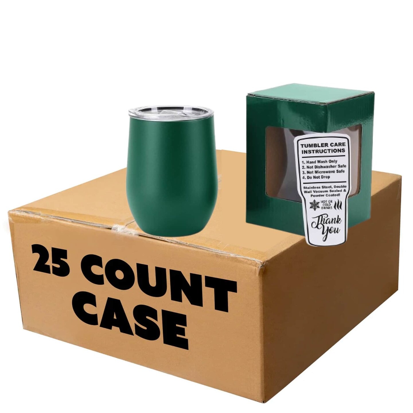 Makerflo 12 oz Powder Coated Wine Tumbler with Leak-Proof Clear Lid, Ideal for Craft and Personalization (Laser Engraving, UV DTF, Epoxy, and Vinyl)