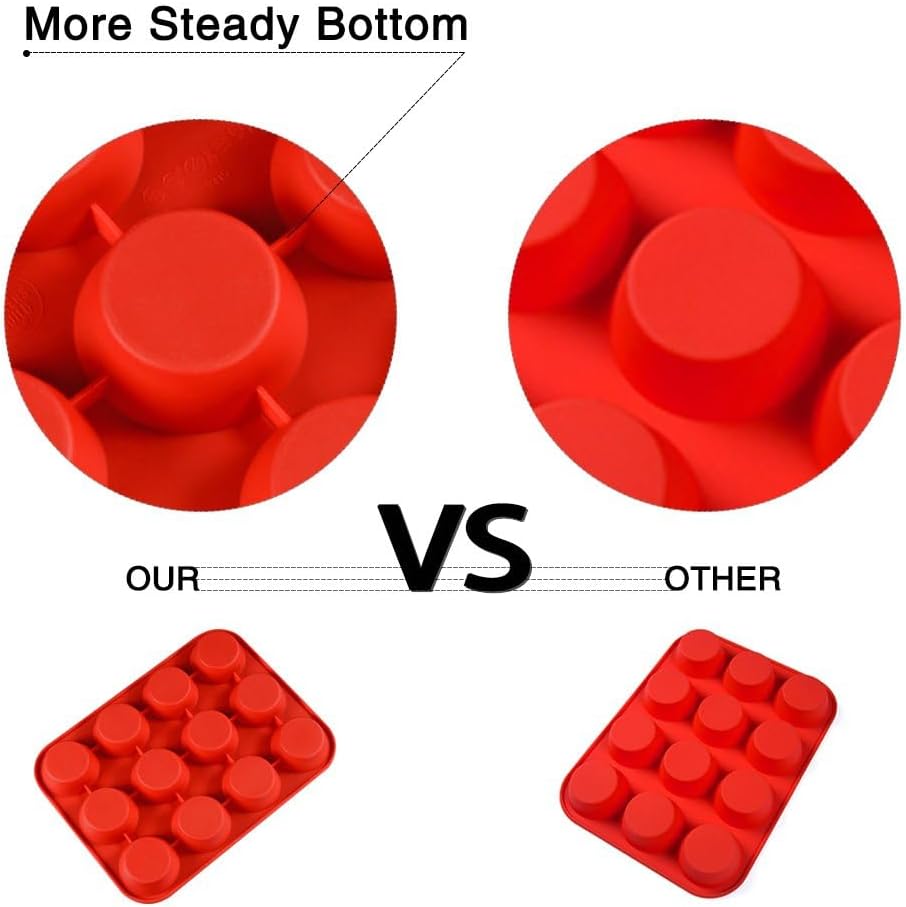 12-Cup Silicone Muffin Pan – Nonstick Food-Grade Cupcake & Baking Tin