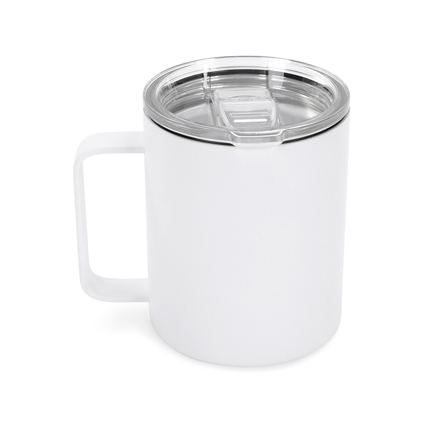 Makerflo 12 oz Powder Coated Camper Mug with Leak-Proof Clear Lid, Ideal for Craft and Personalization (Laser Engraving, UV DTF, Epoxy, and Vinyl)