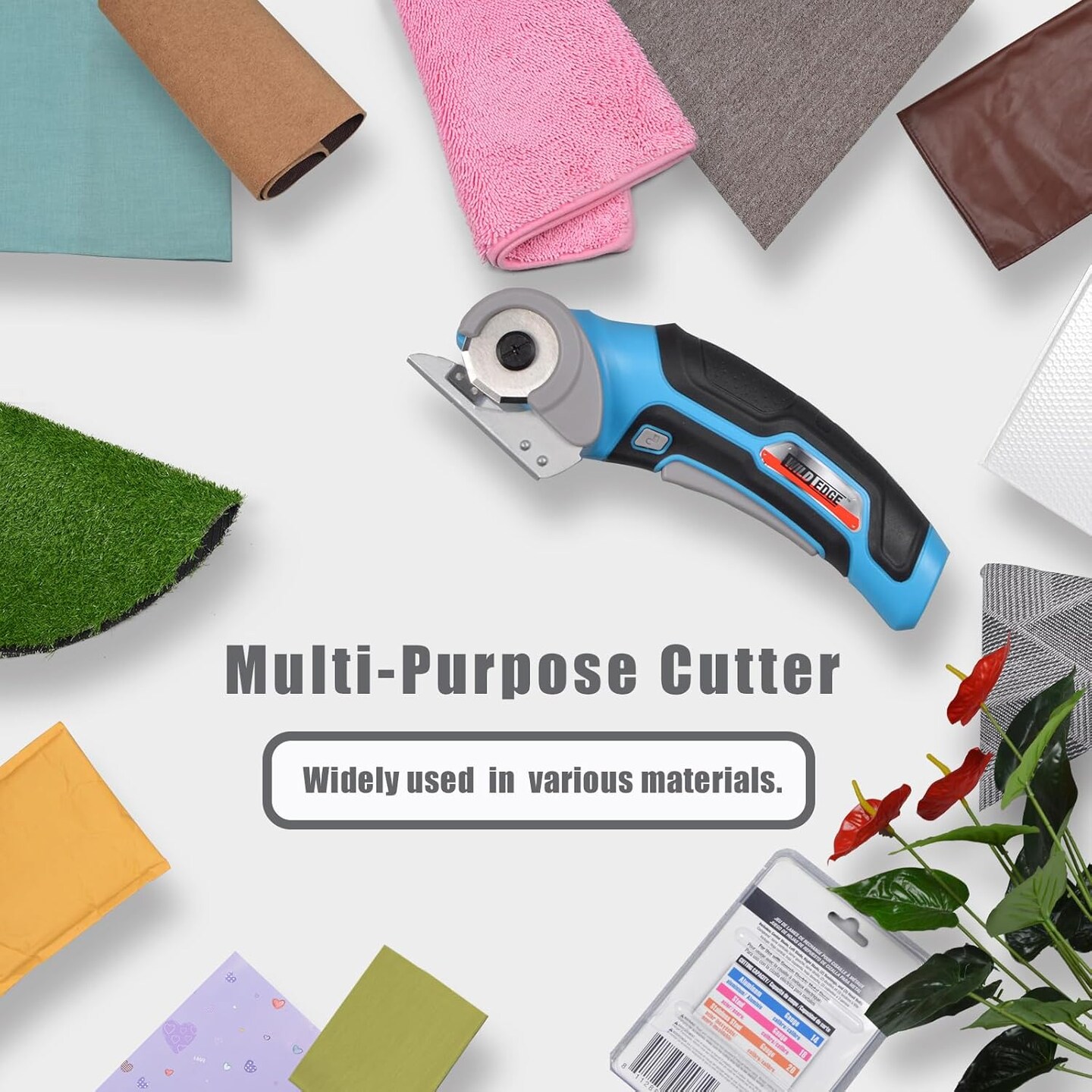 Rotary Electric Scissors, 4V 2.5Ah High-Capacity Battery Rechargeable Cardboard Cutter with Rapid Charger and Hard Carrying Case for Cutting Fabric, Carpet, Leather, Felt, Cardboard