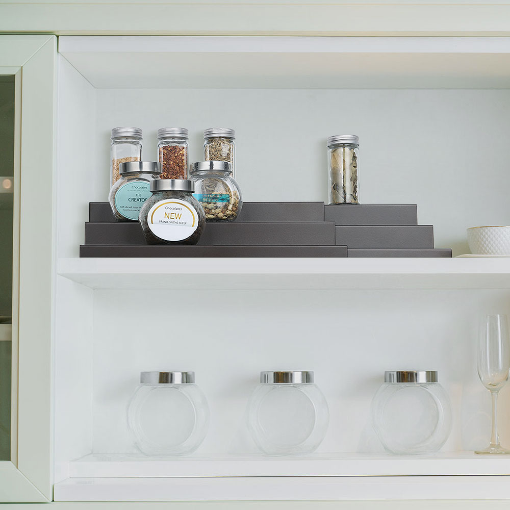 4pcs Bronze Tiered Spice Rack &#x2013; Step Shelf Organizer for Kitchen Cabinet, Countertop &#x26; Pantry Storage