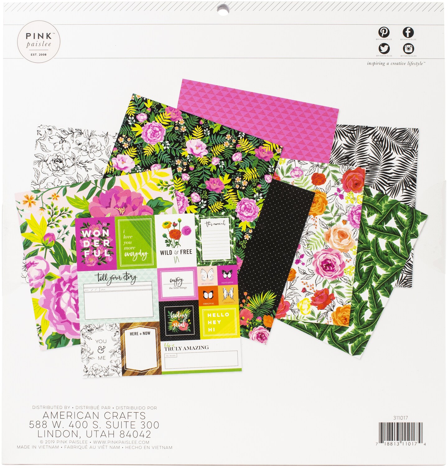 Pink Paislee Single-Sided 12x12" Paper Pad 48/Pkg-5th & Monaco