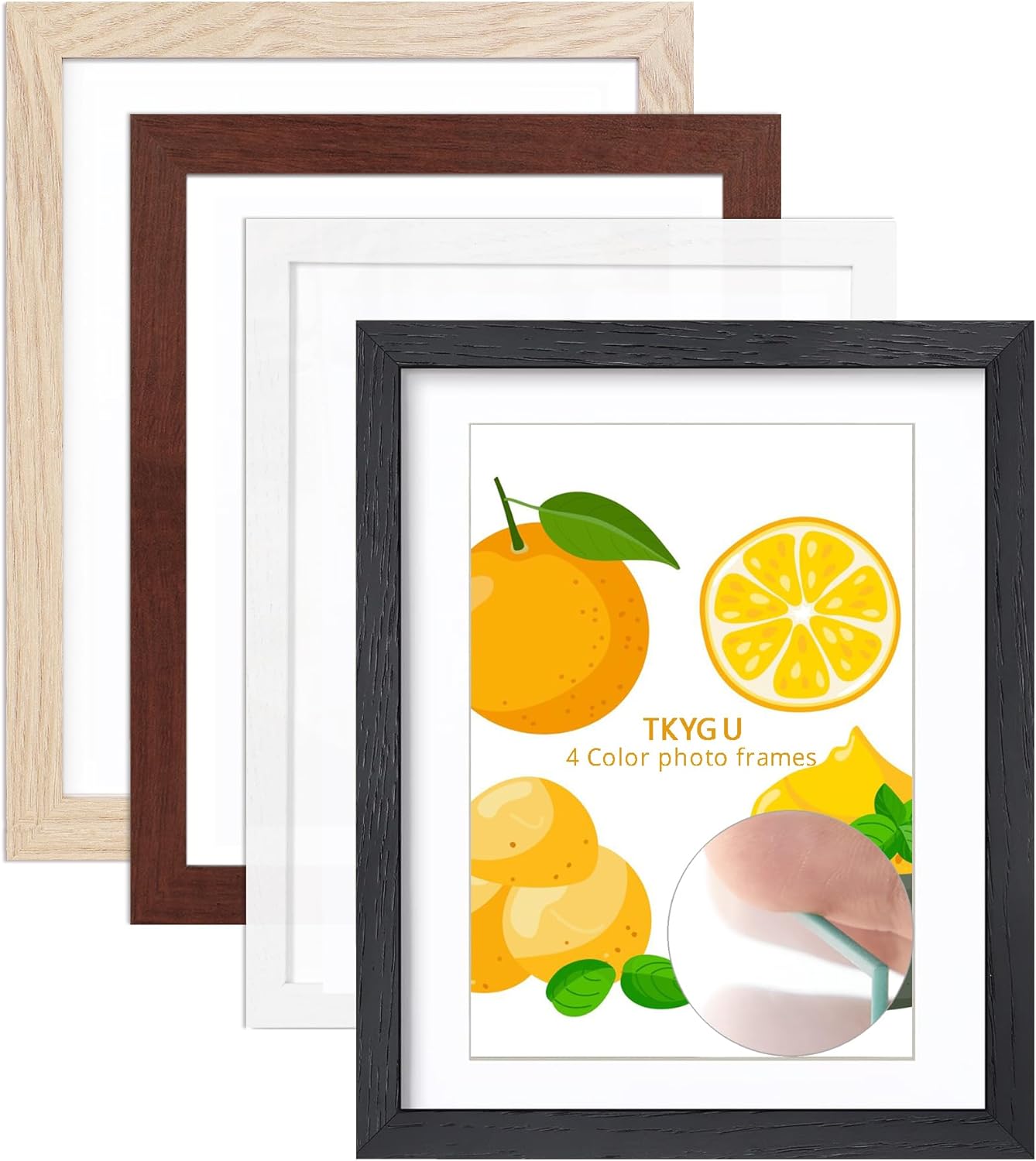 8 &#xD7; 10 wood grain picture frame HD glass 4 color picture frames a set of 4, display pictures 5 &#xD7; 7 cushion or 8 &#xD7; 10 modern style wood grain composite picture frame, the best gift for friends and relatives