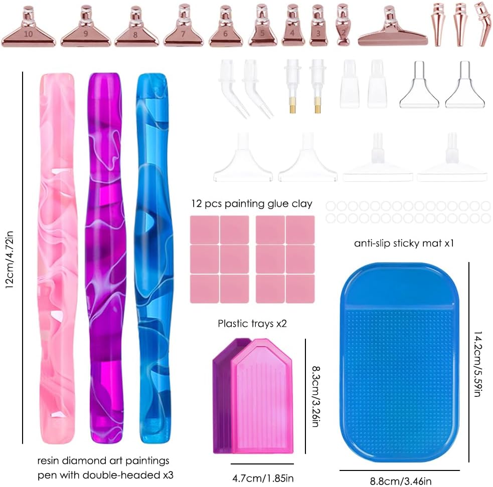 45 Pcs Diamond Art Painting Pen Kits, Diamond Art Pens Stainless &#x26; Plastic Steel Tips Personalized 5D Diamond Art Painting Accessories Tools for DIY Painting Crafts