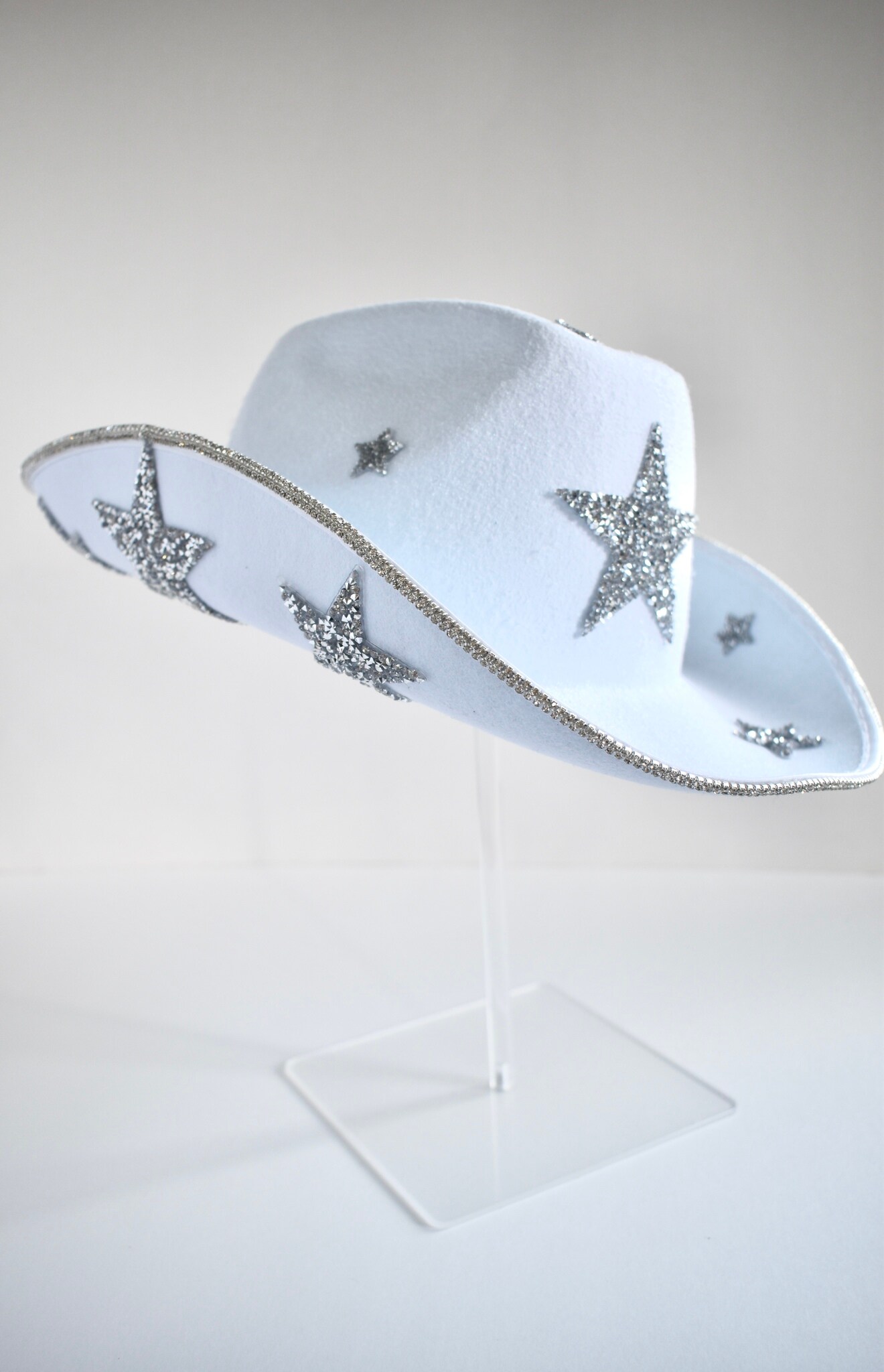 5253 Silver Cowboy Hat Sparkly Sequin Cowgirl Hat Glitter Star Rave Hat Shop Disco Cowboy Hat Cowgirl Stunning star Reflective  main image 4
