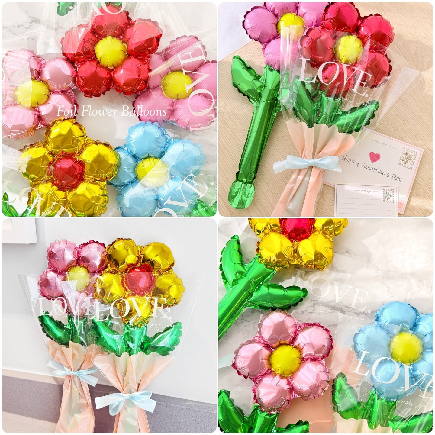 Wrapables Aluminum Foil Flower Balloons for Mother&#x27;s Day, Valentine&#x27;s Day, Easter, Birthday Parties (Set of 10)