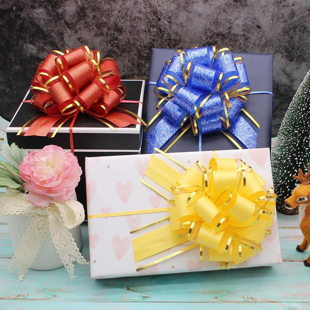 12 PCS 6 inches Large Pull Bows, Bow for Gift Wrapping,Party Birthday Gift Wedding Ribbon Bows for Wrapping Boxes or Flower Decorations, Valentine&#x27;s Day Gift Decorations (Multi Color)