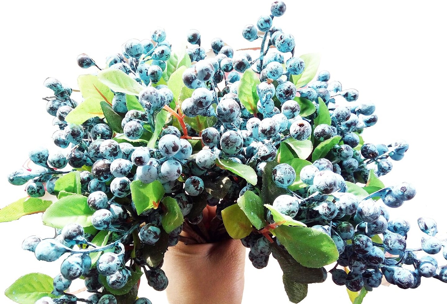 10 Pack Artificial Flowers California Faux Blueberries Artificial Stems for Decorating Blueberry Picks Fruit Fake Silk Flowers Home Decorative Party Wedding (Blue)