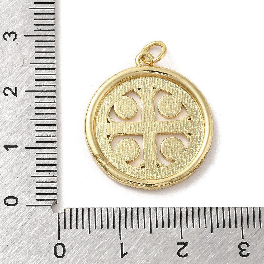 24x22mm 14k Long Lasting Gold Plated Brass Micro Pave CZ Cross Charm Pendant