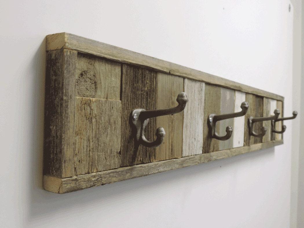37.5" Rustic Beach Cottage Barnwood Wall Mounted Towel Hook Rack. Decorative 4 hooks Wooden Multi Bath Towel hanger, Bathroom Decor sets. 448844695404232707