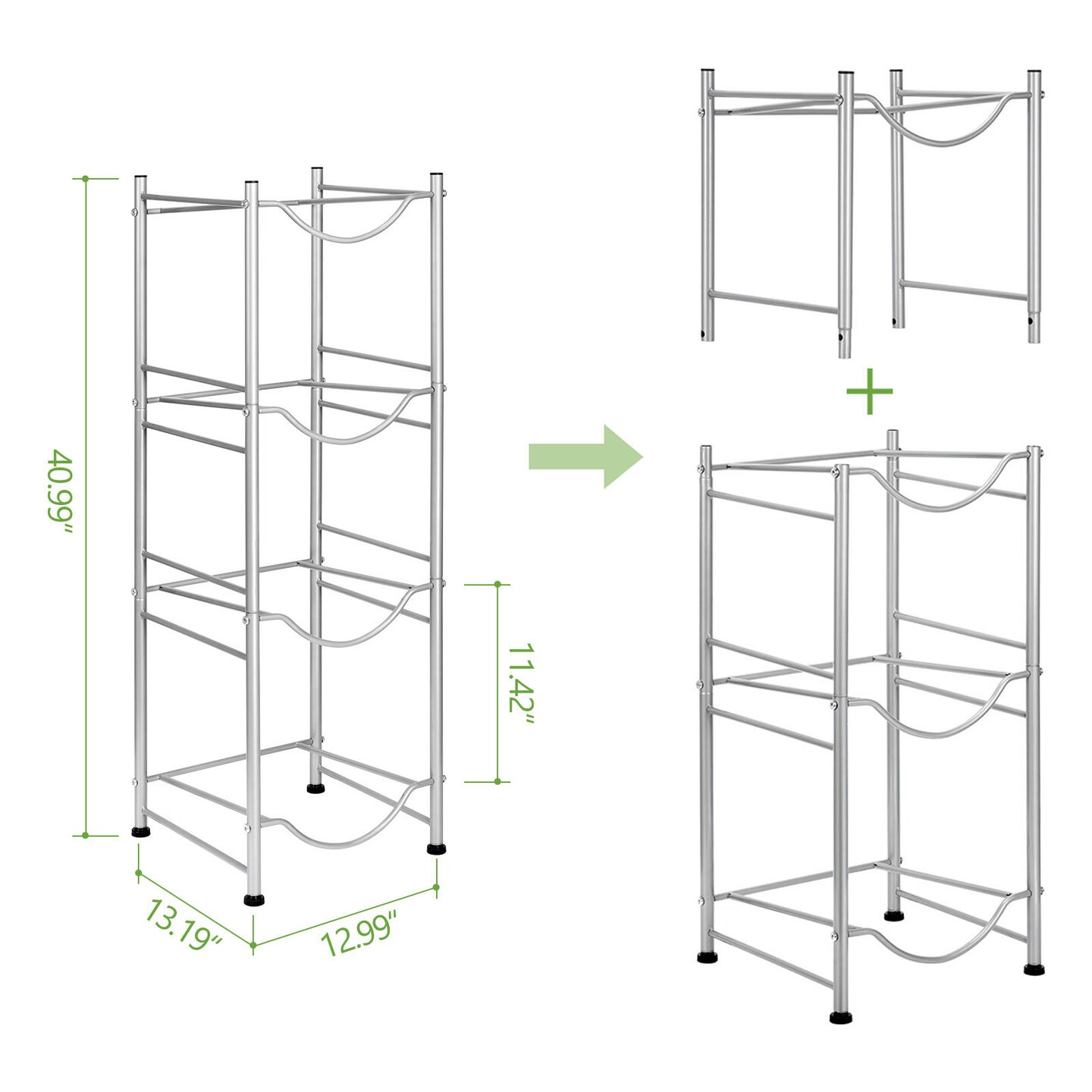 5 Gallon Water Bottle Jug Rack 4 Tier Heavy Duty Water Bottle Storage Rack Removable Gallon Water Bottle Jug Organiser for Kitchen Office Breakroom