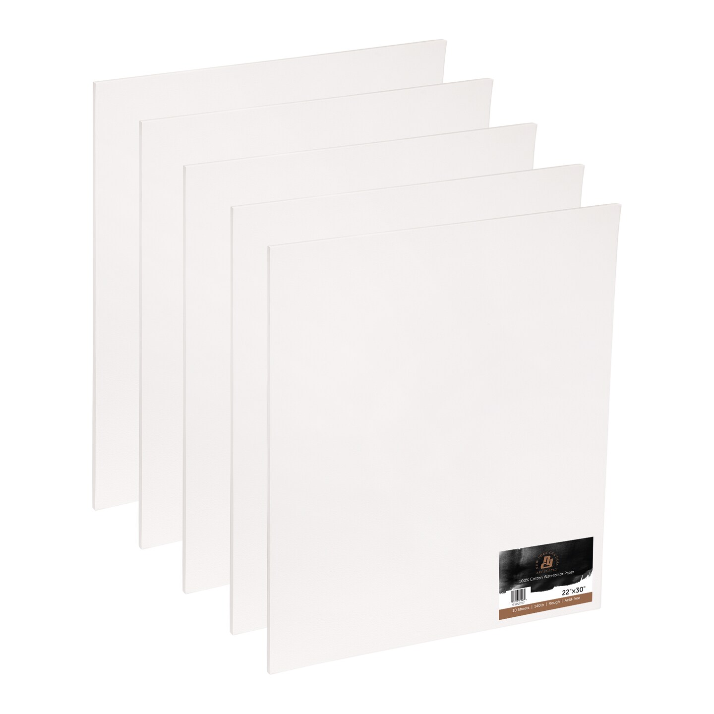New York Central Watercolor Paper Sheets, 22x30 Inch, 140lb Rough Press, 50 Sheets - Professional Grade, Acid-Free, Archival - For Wet and Dry Media