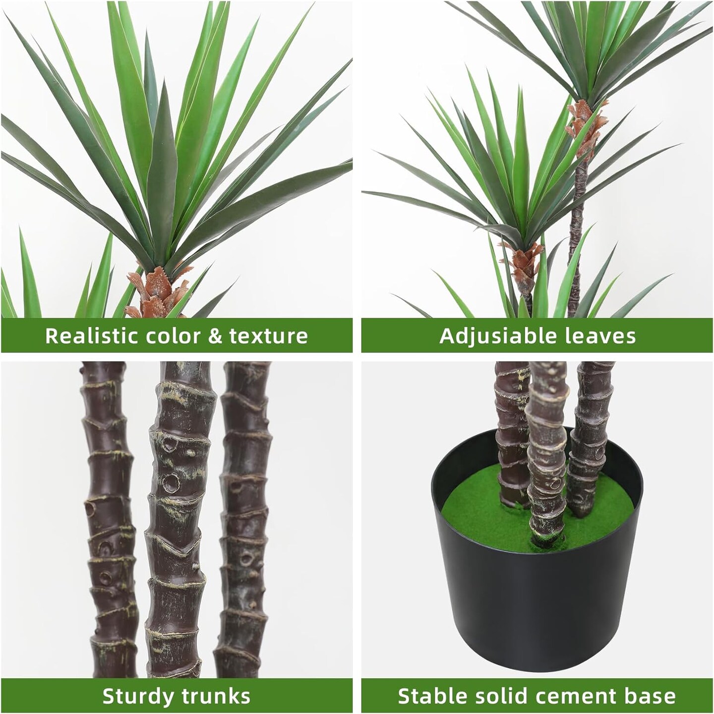 6FT Artificial Tree Faux Agave Plant Faux Dracaena Tree with 3 Heads in Pot Tall Fake Tree for Modern Home Office Decor Indoor or Outdoor (2 Pack)