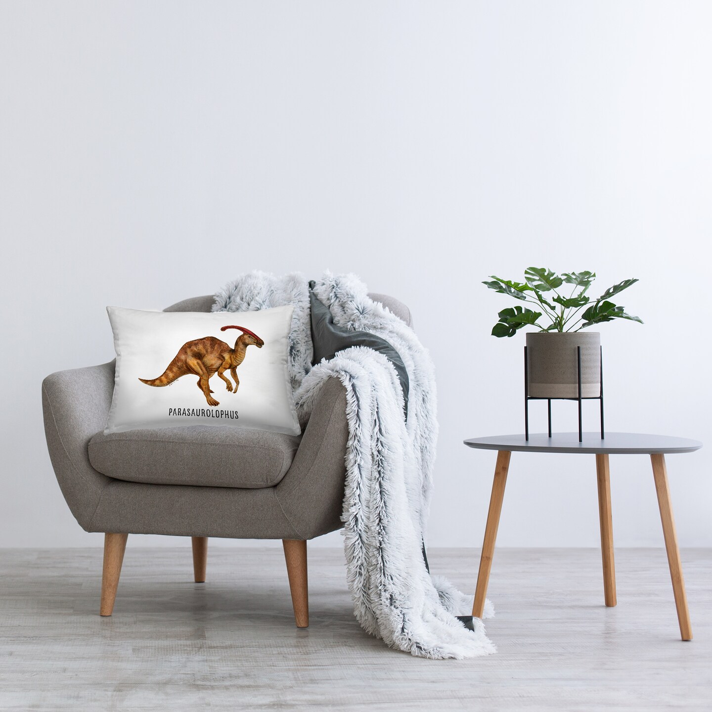 Stupell Industries Parasaurolophus Dinosaur Learning Decorative Printed Throw Pillow Design by Brett Blumenthal, 14 x 7 x 20