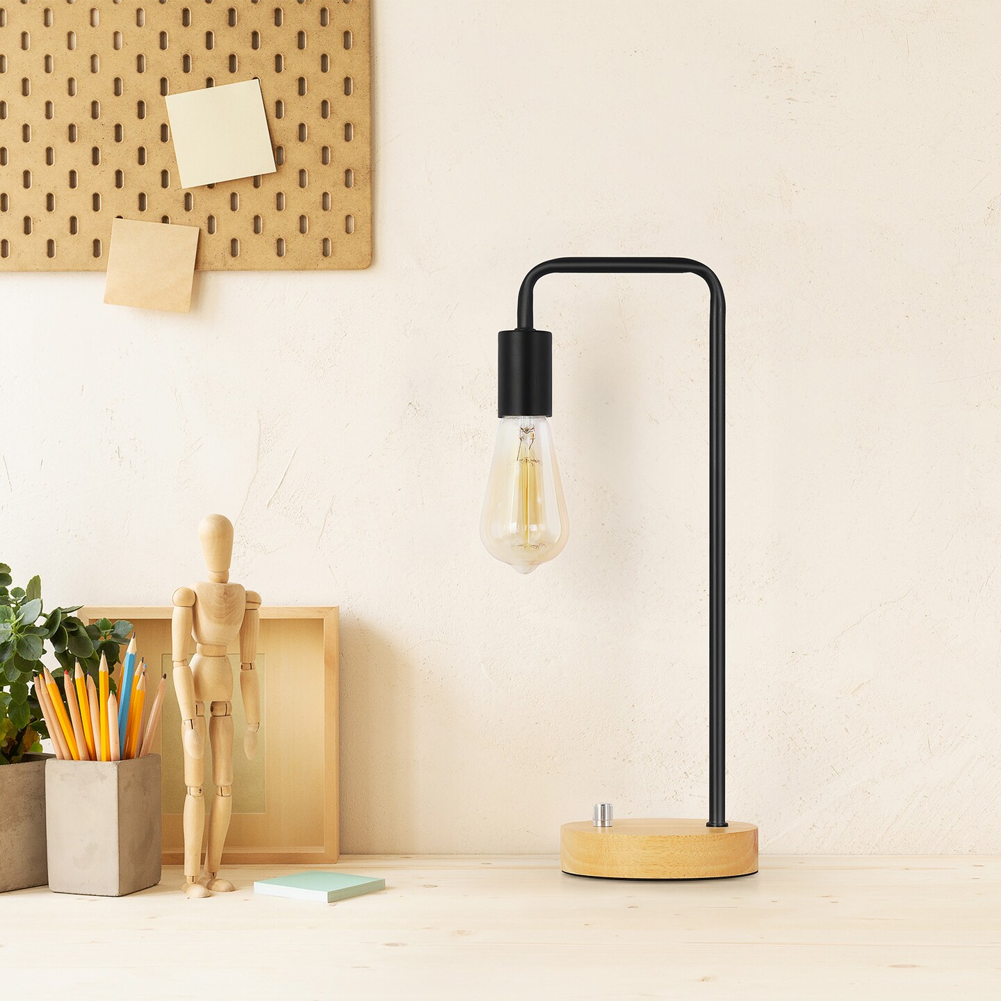 2pcs table lamp with wooden base office lamp bedroom dormitory