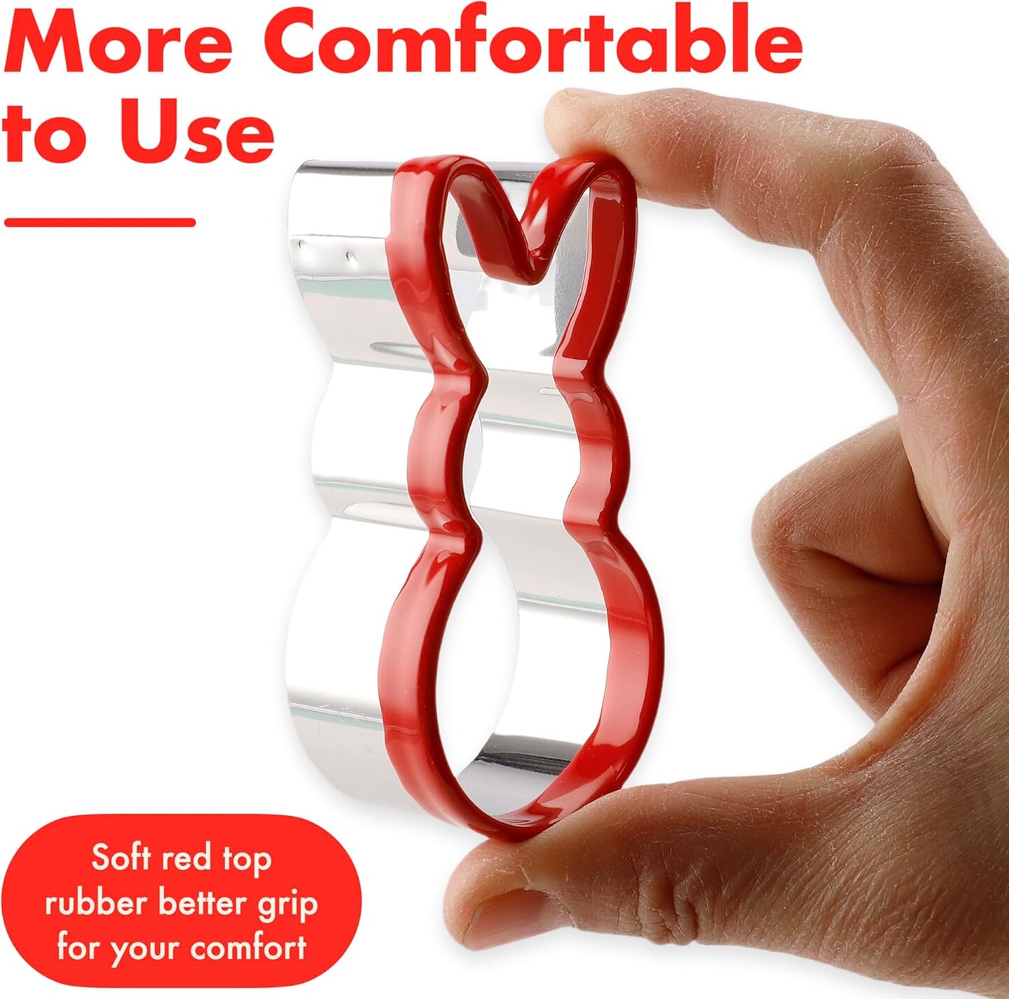 3-Piece Easter Fun Cookie Cutters, Easter Bunny, Egg and Carrot,Heavy Duty Food-Grade Stainless Steel,Unique Design with Protective Red Top PVC