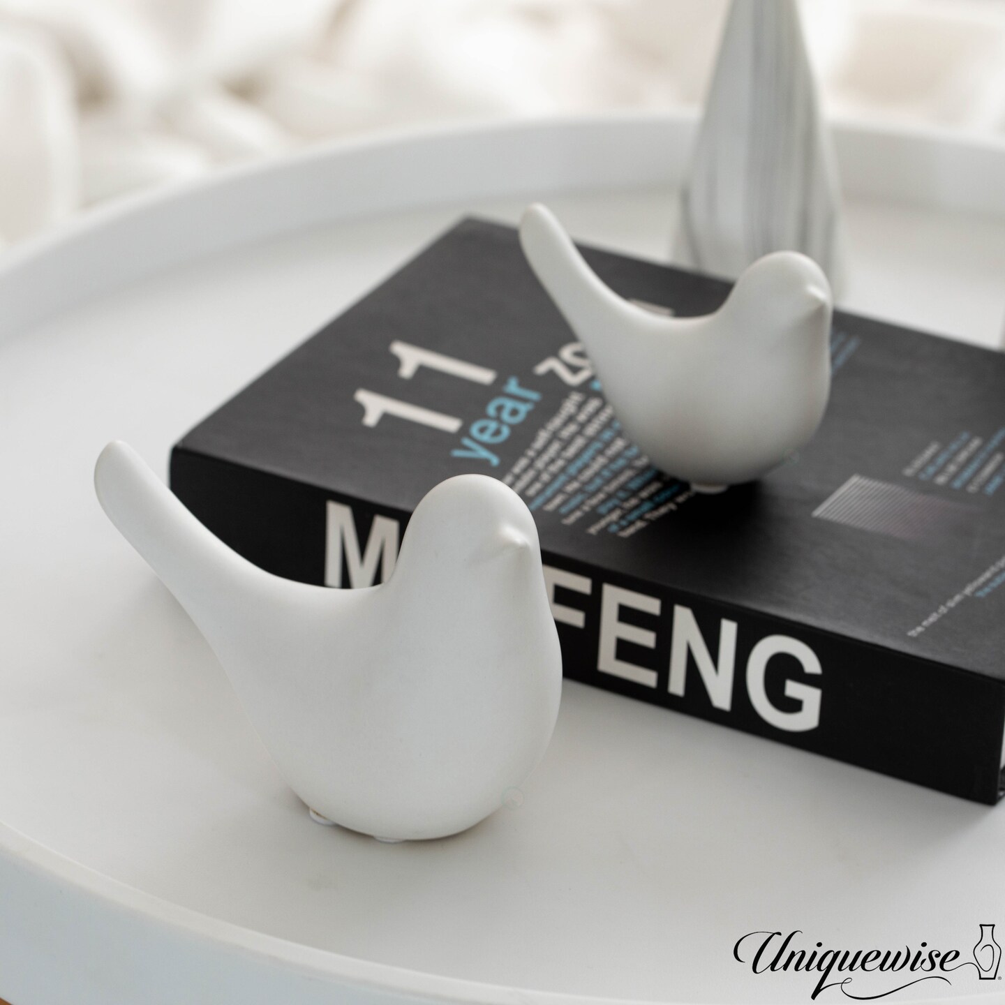 Uniquewise White Ceramic Bird Statue