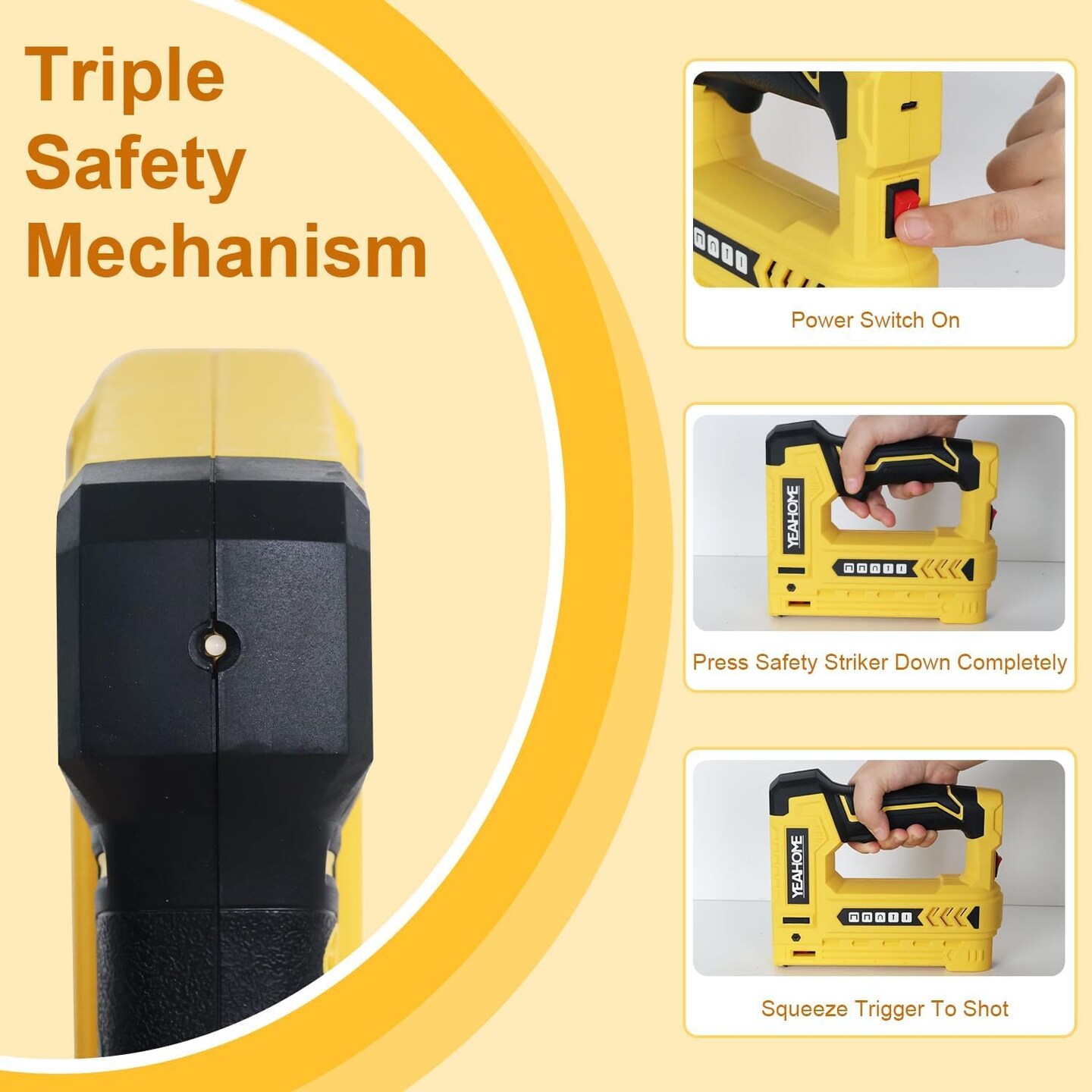 Electric Staple Gun, 5 in 1 Cordless Staple Gun for Upholstery with 1200 5/16&#x22; Staples, 600 1/2&#x22; U-Shape Staples, 600 19/32&#x201D; pin Nails, 60019/32&#x201D; Nails and 1 USB Charger Cable