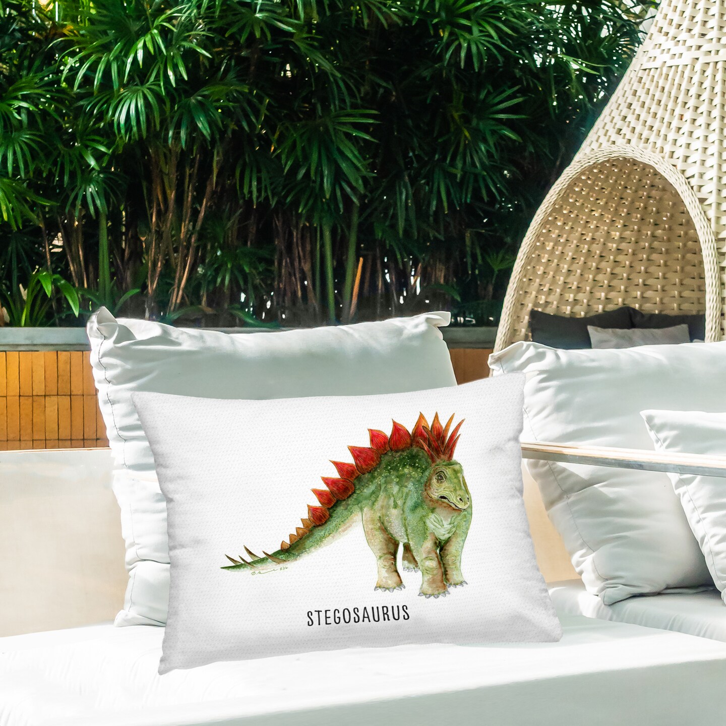 Stupell Industries Stegosaurus Dinosaur Learning Outdoor Printed Throw Pillow Design by Brett Blumenthal, 14 x 7 x 20