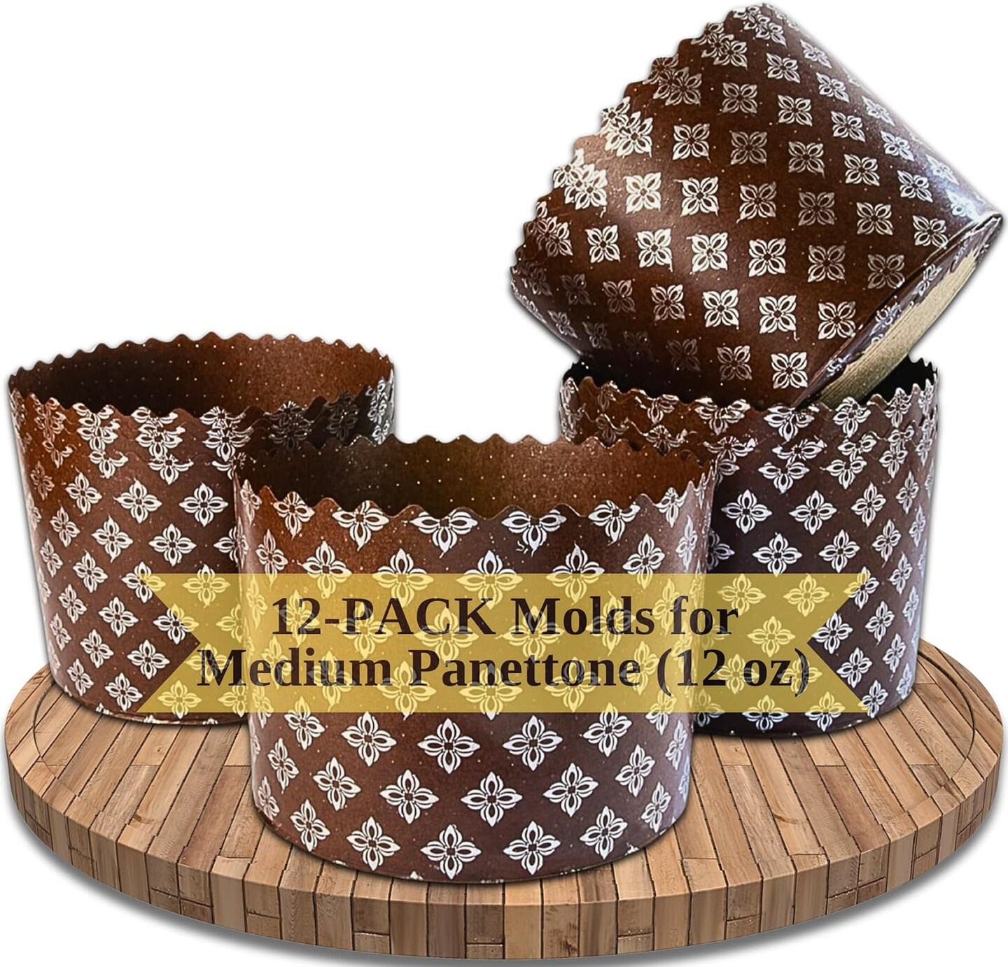 12oz Panettone Paper Baking |Molds - 12pcs, H 3.14x4.33″ W (8cm x11cm) Kulich Mold - Round Panettone Paper Baking Molds - Pans Paper Panettone - Easter Bread Paper Baking Form