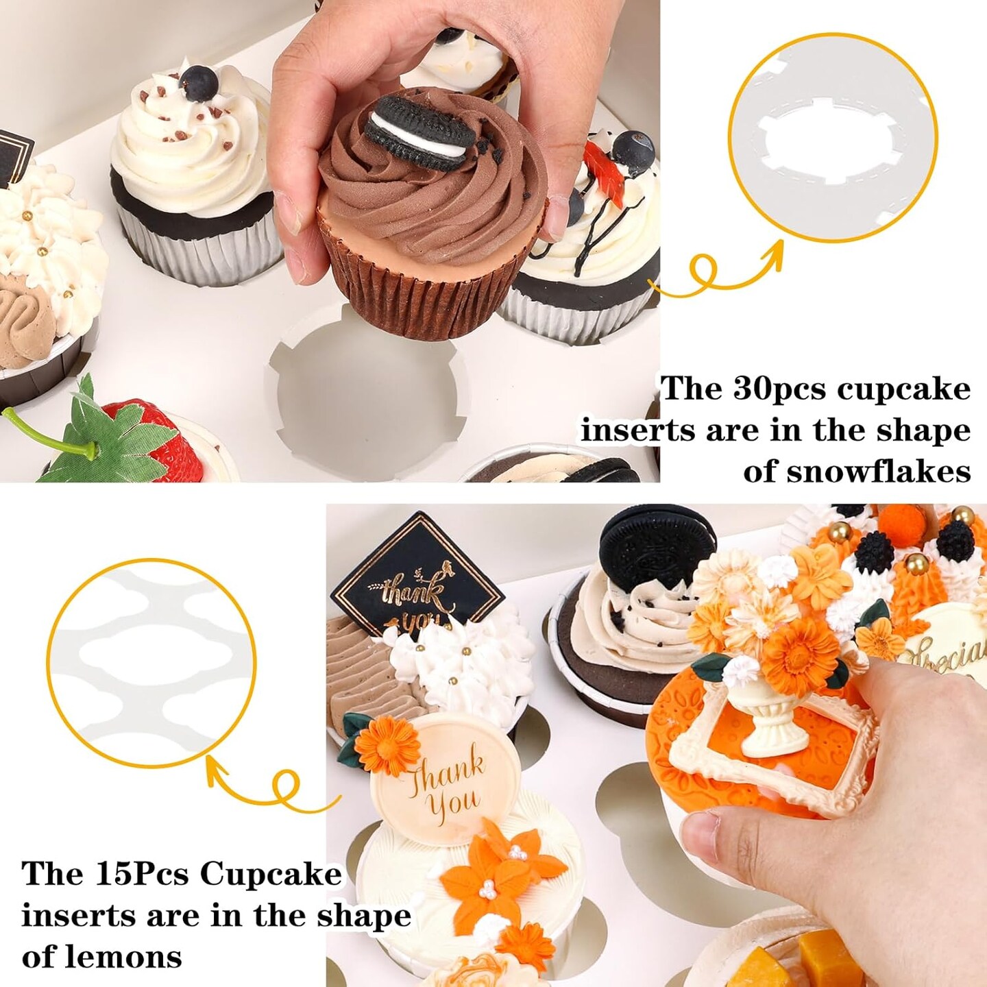 30pcs Cupcake Boxes, Cupcake Boxes 12 Count, Containers with Window for Birthday Holiday Party Bakery Supplies