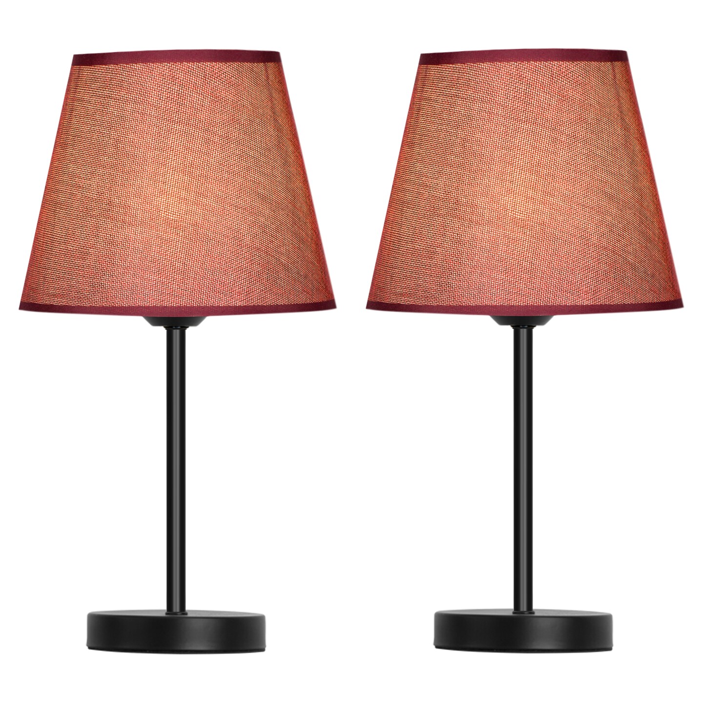 2pcs Vintage Brushed Red Modern Bedside Table Lamp