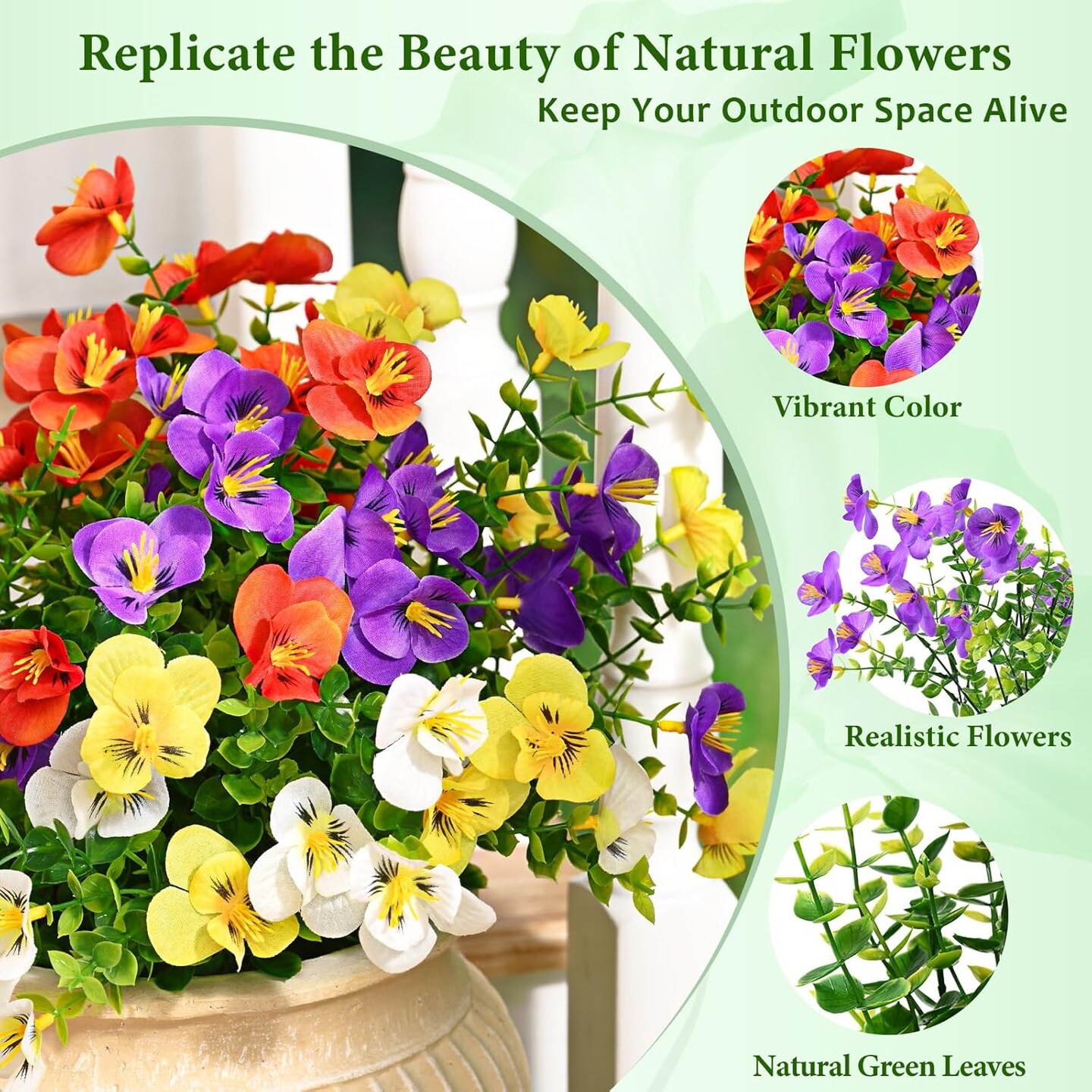 8 Bundles Look Real Artificial Flowers for Outdoors, UV Resistant Fake Outdoor Flowers Outdoor Artificial Flowers
