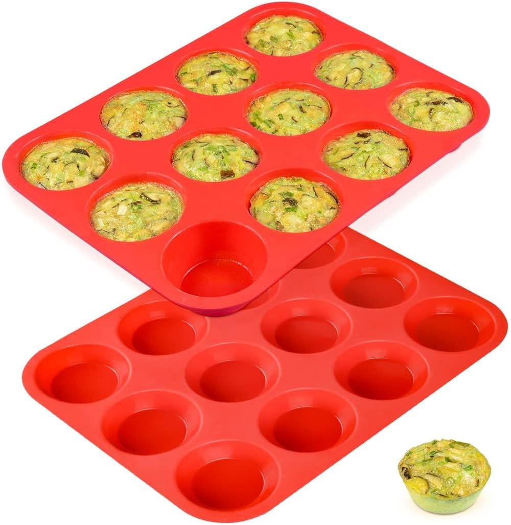 12-Cup Silicone Muffin Pan – Nonstick Food-Grade Cupcake & Baking Tin