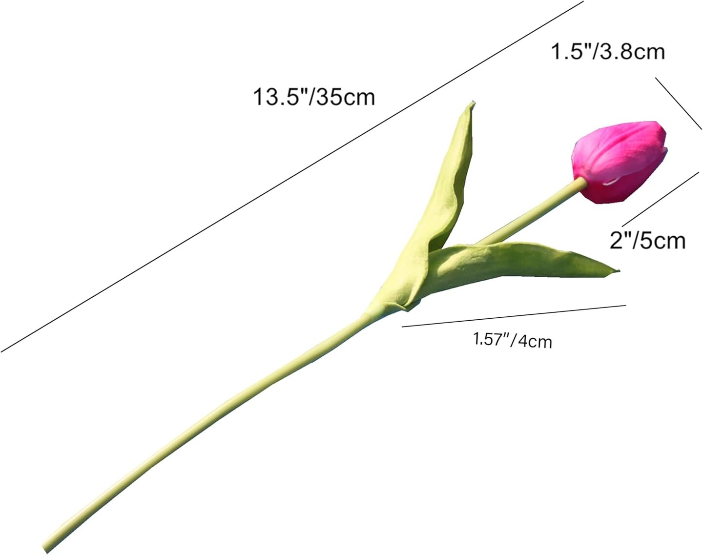 20pcs Hot Pink Artificial Tulip Silk Fake Flowers 13.5&#x22;
