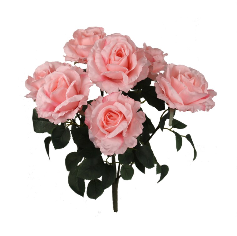 Rose Bush w/ 7 Silk Blooms 20&#x22; - 4 PACK