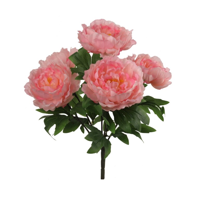 Peony Bush w/ 5 Silk Blooms 20&#x22; - 3 PACK