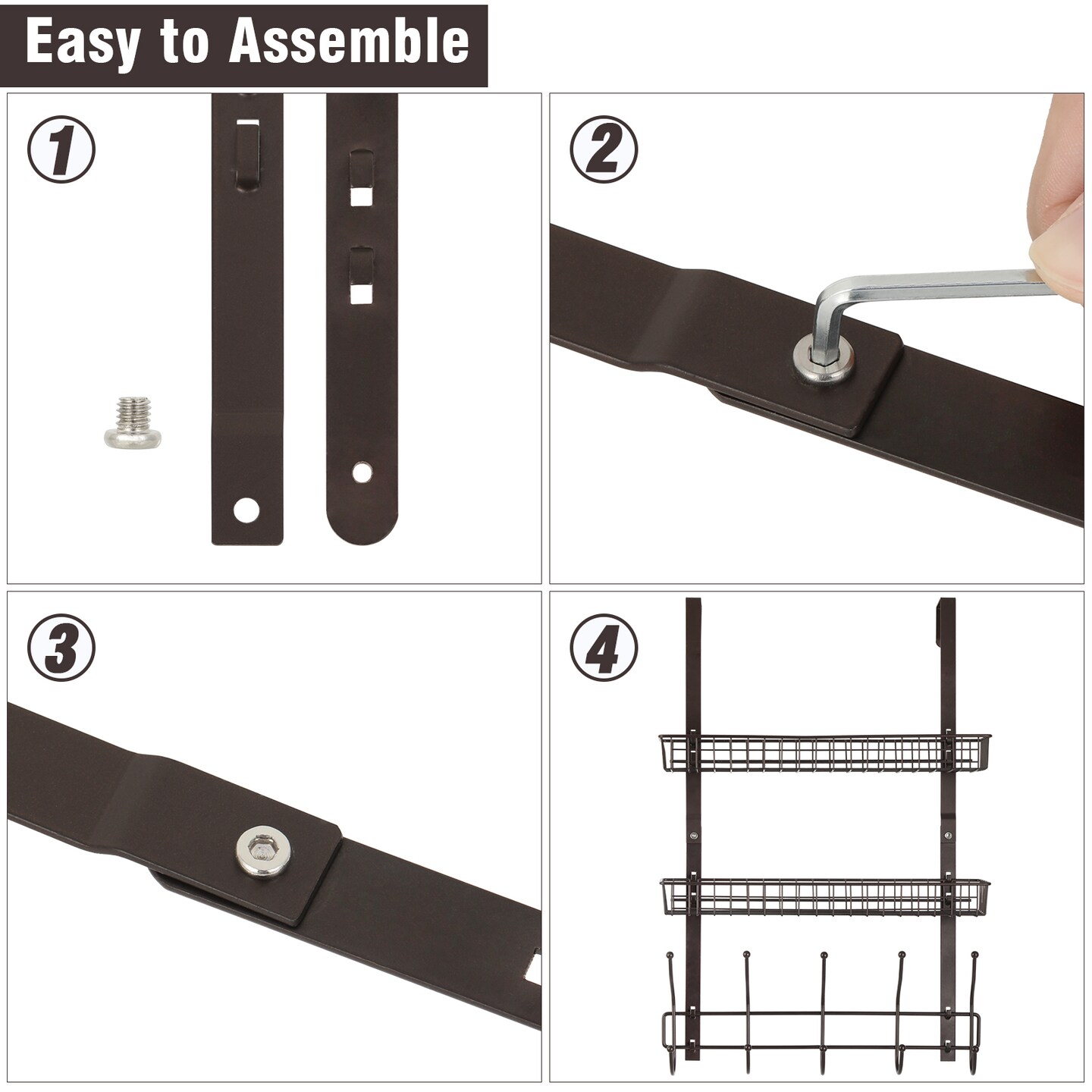 Over The Door metal Storage Rack Coat Hook Shelf Bathroom Office